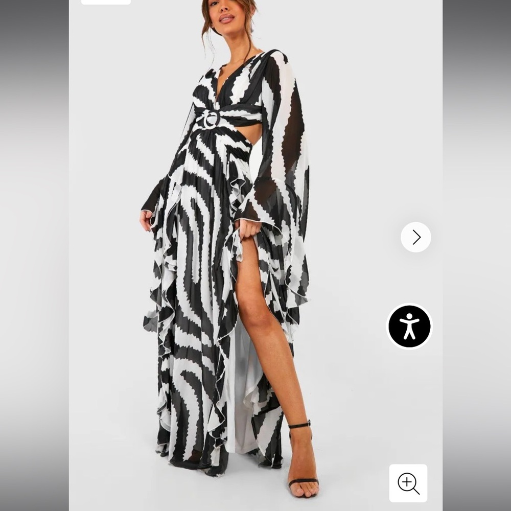 Boohoo Monochrome Long Sleeve Dress